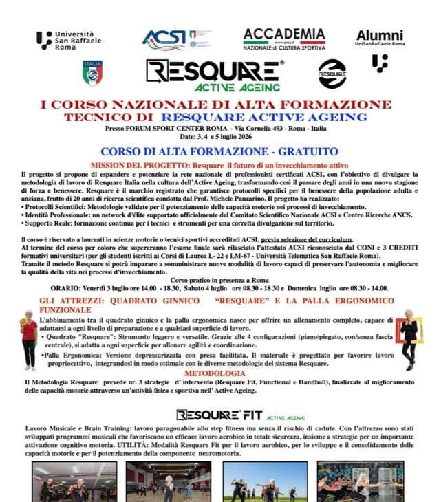 I° Corso Nazionale di Alta Formazione Tecnico di Active Ageing
