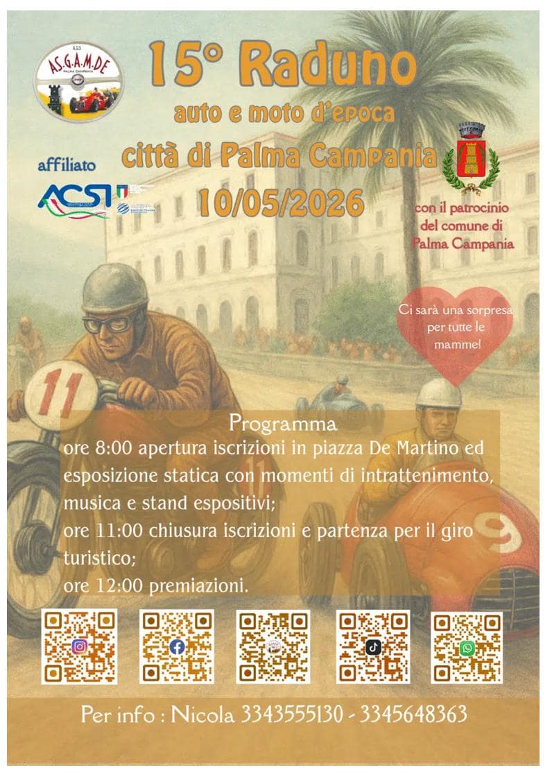 A Palma Campania il 15° Raduno di Auto e Moto d’Epoca