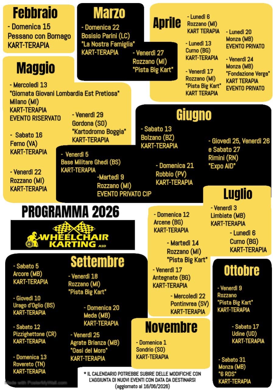 Calendario Interventi della Wheelchair Karting